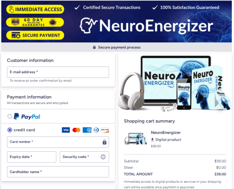 Neuro Energizer - Checkout Page